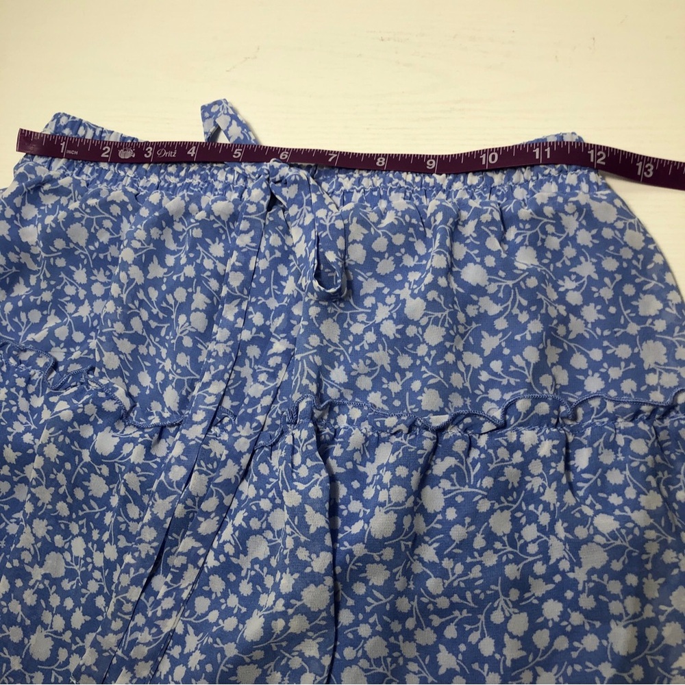 Sienna Sky Women's M Blue/White Floral Tiered Ruffle Mini Skirt Rayon - Picture 6 of 7